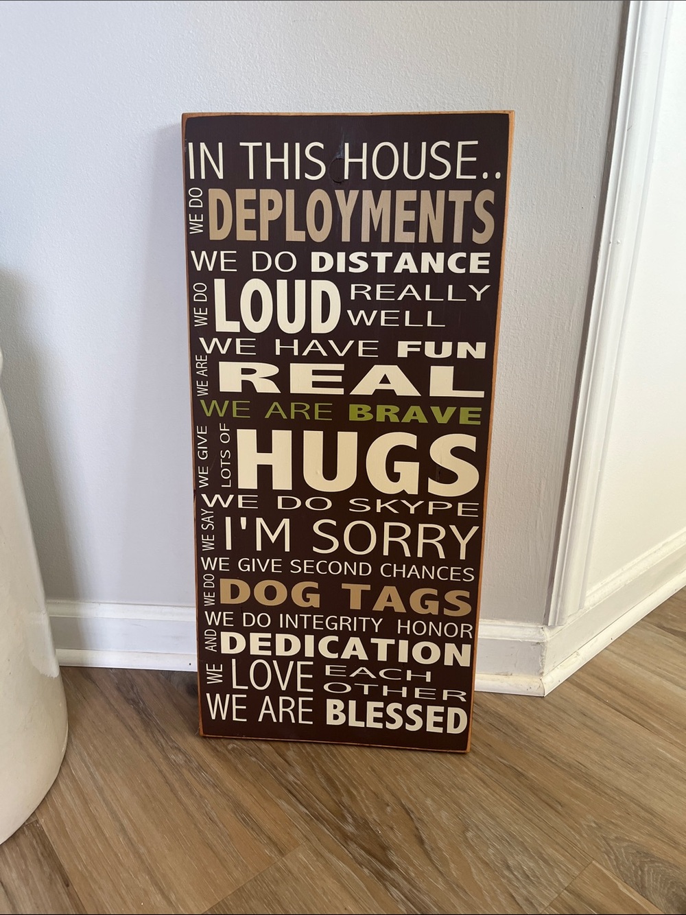 “In This House” Decorative Word Art Sign - Brown, Cream & Olive